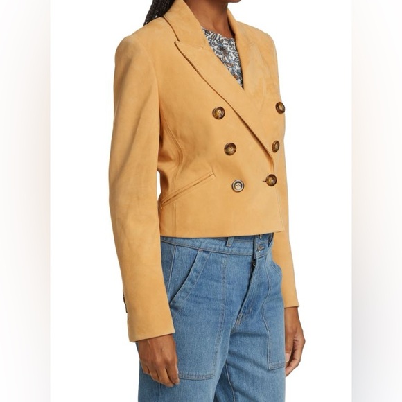 Veronica Beard Nevis Tailored Leather Cropped Blazer - Picture 2 of 10